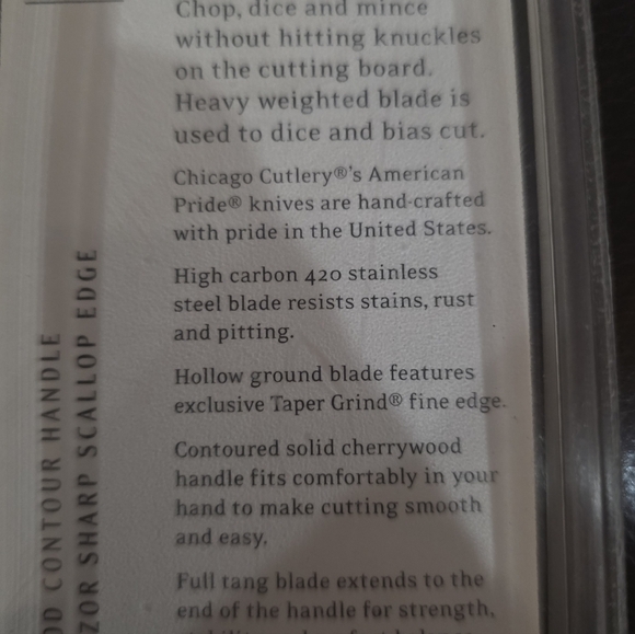 Chicago Cutlery 7" Chef's Knife Cherrywood Contour Handle NEW American Pride - Picture 7 of 11